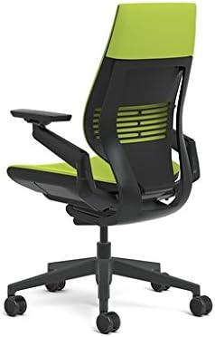 Steelcase Gesture Office Chair - Cogent Connect Wasabi Green Upholstered Wrapped Back Black Frame Low Seat Black Seat/Back/Arms Hard Floor Caster Wheels
