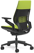 Steelcase Gesture Office Chair - Cogent Connect Wasabi Green Upholstered Wrapped Back Black Frame Low Seat Black Seat/Back/Arms Hard Floor Caster Wheels