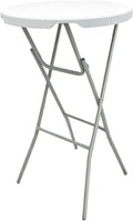 28in Cocktail Table, no Assembly Required, High Top Bistro Round Plastic Folding Table, Foldable Portable Bar Height Tables, Indoor Outdoor for Party Banquet Wedding Picnic Dining Camping, White