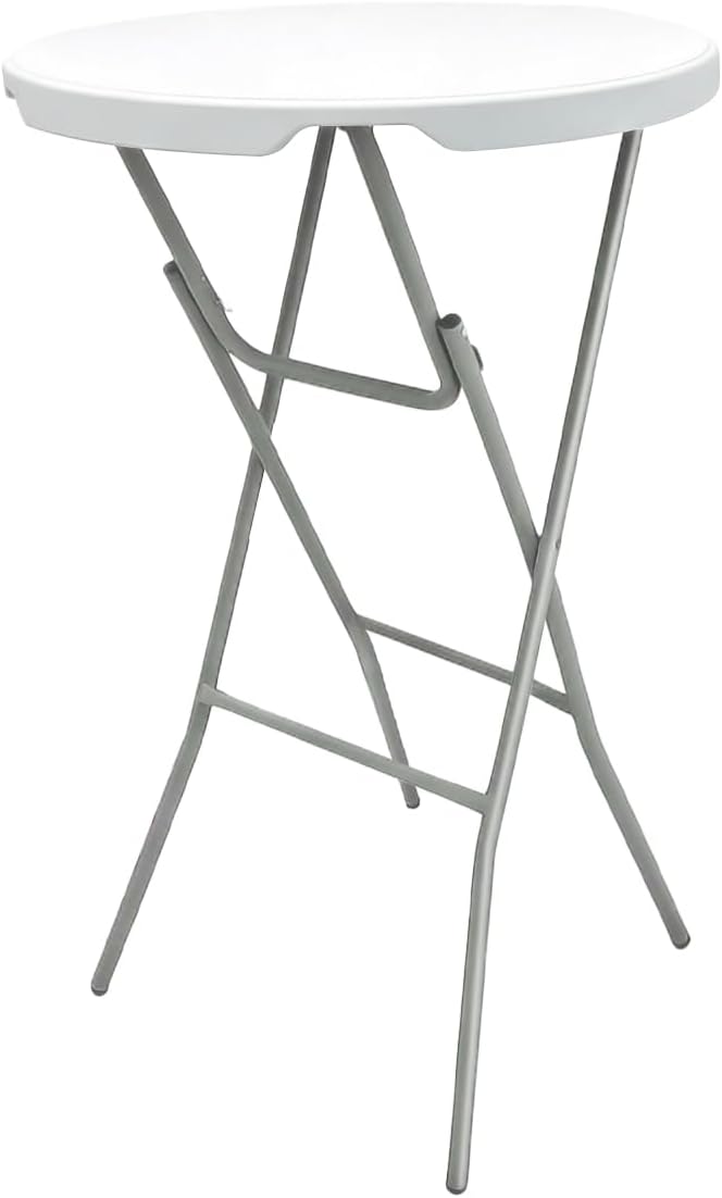 28in Cocktail Table, no Assembly Required, High Top Bistro Round Plastic Folding Table, Foldable Portable Bar Height Tables, Indoor Outdoor for Party Banquet Wedding Picnic Dining Camping, White