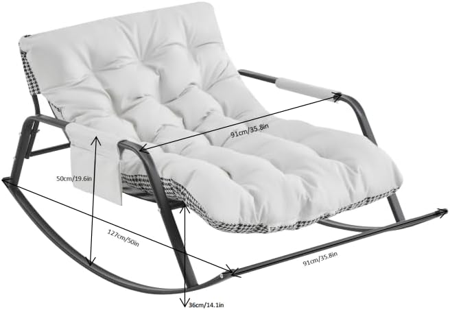 Rocking Chair with Extra-Wide Technical Leather, Upholstered Gliding Chair, Modern Accent Chair for Living Room, Nursery, Bedroom, White