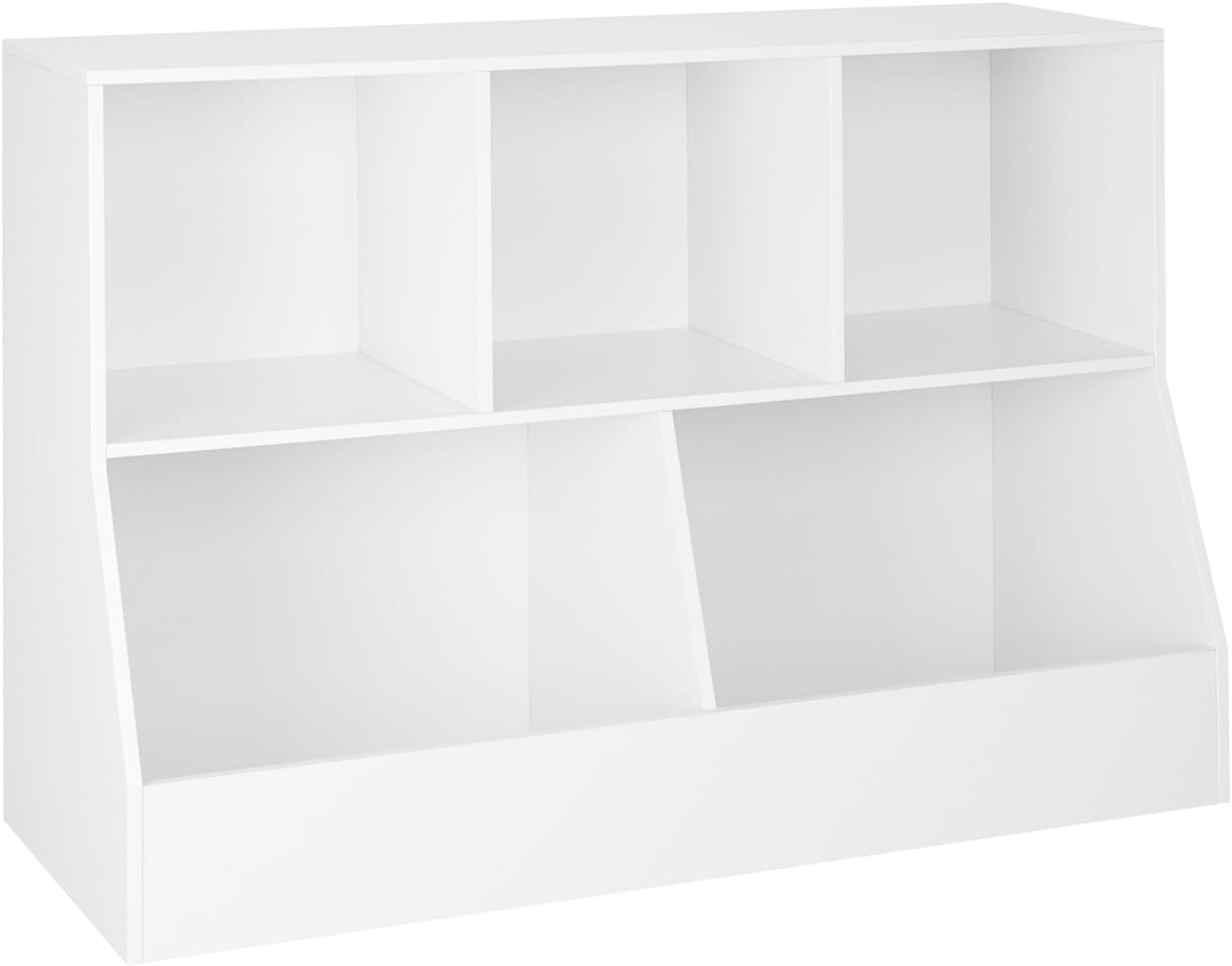 DINZI LVJ Toy Storage Organizer, Kids Bookshelf, Wood Toy Storage Cabinet, 5 Cubby Children Bookcase, 43.3" L Toddler Book Shelf for Playroom, Living Room, Nursery, Hallway, Classroom, White