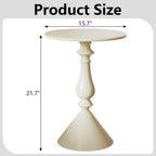 Round Side Table, Vintage Metal Drink Small Side Table, Weighted Base Sofa Side Tables for Living Room Bedroom Corner Small Space (Beige)