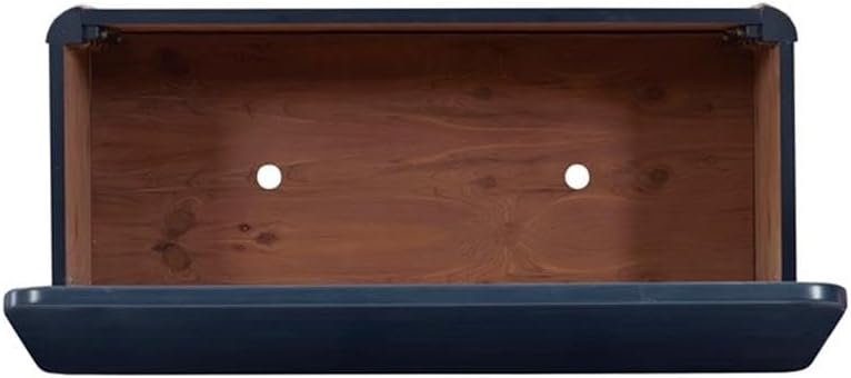 BOWERY HILL Modern Wood Rope Storage Chest, 38" L x 18" D x 18" H, Cedar Lined, Blue Finish, Paneled Design with Rope Trim, Versatile for Blanket Storage, Seating, or Coffee Table Use
