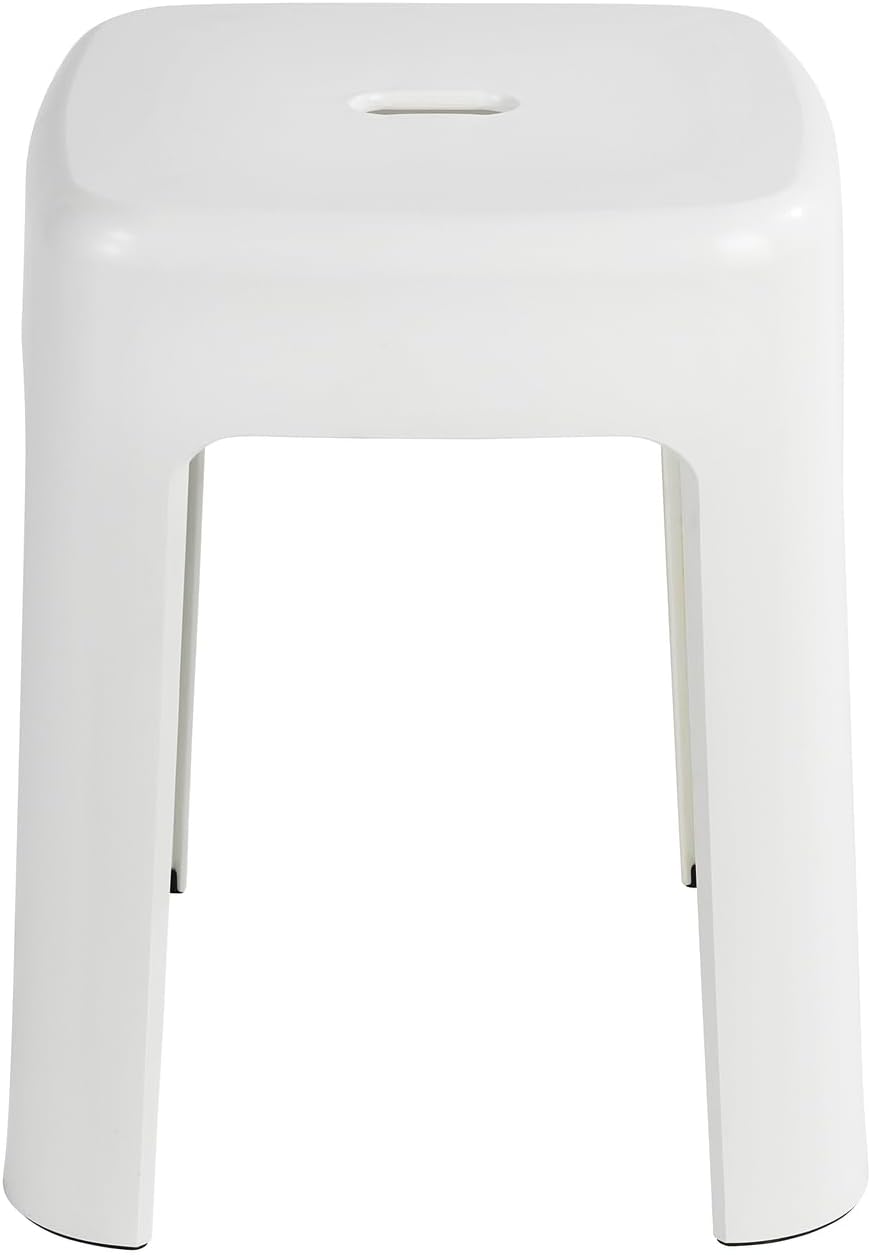 WENKO 22160100 Stool Alaska - Bathroom Stool, Polypropylene, 37 x 45.5 x 37 cm, White