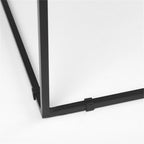 Pemberly Row Square White Marble and Black Metal End Table, 18 in x 18 in x 20 in, Raised Edges, Matte Black Base, Elegant Side Table for Living Room or Bedroom Decor
