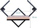 Modern Geometric Wall Mounted Floating Shelf, Black Metal Frame with Wood Board, Decorative Plant Shelf for Living Room Bedroom Bathroom, Small Display Shelf for Succulents Plants