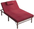 Camping Bed Balcony Leisure Folding Bed, Adjustable Backrest, Sturdy and Space Saving Folding Bed(Red,Medium)