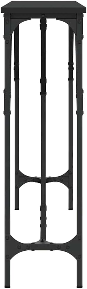 Console Table Black 55.1"x9.1"x29.5" Engineered Wood Entryway Table with Metal Frame and Adjustable Feet