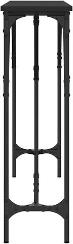 Console Table Black 55.1"x9.1"x29.5" Engineered Wood Entryway Table with Metal Frame and Adjustable Feet