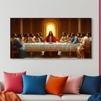 ZOMNAI The Last Supper Jesus Wall Art for Living Room Office Gold Canvas Painting Prints Classical Artwork Kitchen Bedroom Decor (20x40 Inches)
