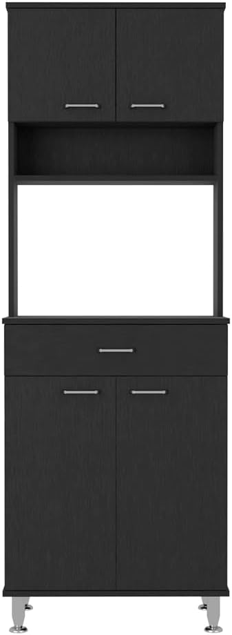 Kitchen Pantry with Countertop,Closed & Open Storage for Kitchen,Laundry,Living Room,Bedroom-Black,13.9 * 23.6 * 66.5