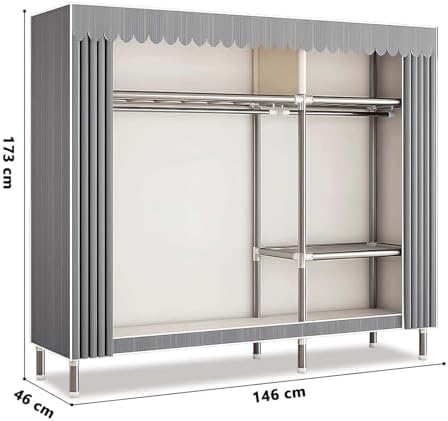 Canvas Wardrobe Multifunctional Wardrobes for Bedroom Portable Wardrobe Shelves Wardrobe Storage Organiser Fabric Wardrobes with Hanging Rails Fabric Closet Folding Wardrobe