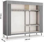 Canvas Wardrobe Multifunctional Wardrobes for Bedroom Portable Wardrobe Shelves Wardrobe Storage Organiser Fabric Wardrobes with Hanging Rails Fabric Closet Folding Wardrobe