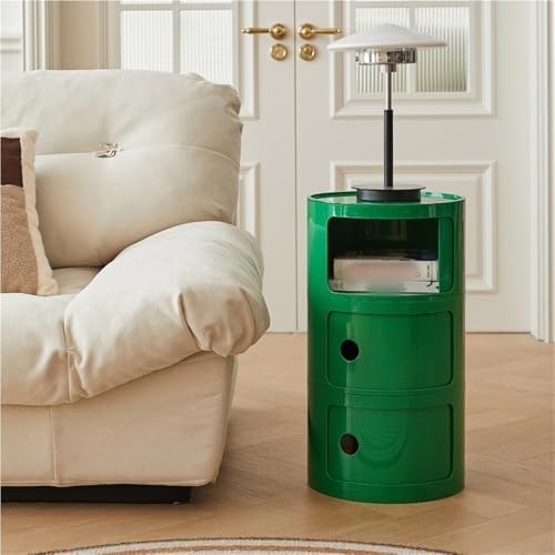Multi-Layer Storage Cabinet, Small Round Side Table, End Table with Storage, Creative Night Stand Use in Living Room, Bedroom and Balcony(Yellow,58cm-22.8in)