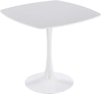 24" Square Dining Table for 2-3, Modern Pedestal Table with White Wood Board Top, Compact Kitchen Bistro Cafe Table for Apartment, Living Room, Office