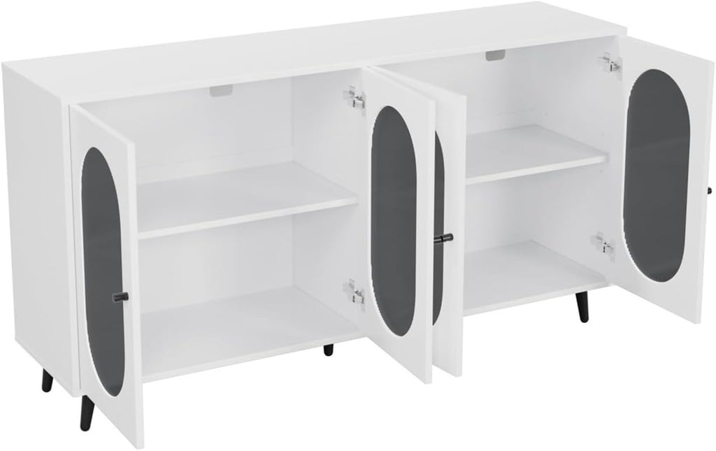 Modern Accent Sideboard Cabinet with Acrylic Doors, Freestanding Storage Cupboard Console Table for Kitchen Dining Living Room Hallway Office, Black/White,for Kitchen