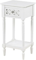 White 1 Drawer Accent Table with Shelf, Traditional Transitional Style, Durable Wood Construction, Elegant Home or Office Decor