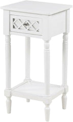 White 1 Drawer Accent Table with Shelf, Traditional Transitional Style, Durable Wood Construction, Elegant Home or Office Decor