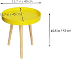 ABOOFAN Nordic Style Small Round Side Table Wooden Mini Sofa End Table for Living Room and Bedroom with Yellow Finish
