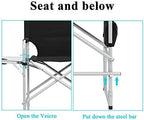 Outvita 26" Tall Directors Chair Height Seat Folding with Side Table Storage Bag, Support for 300Lbs Portable Makeup Artist Chair with Bar Height(Black)