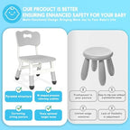 Kids Height Adjustable Toddler Chair Max Load 220LBS Plastic Indoor Outdoor for Children Age 1-6 School Home Daycare Use Grey