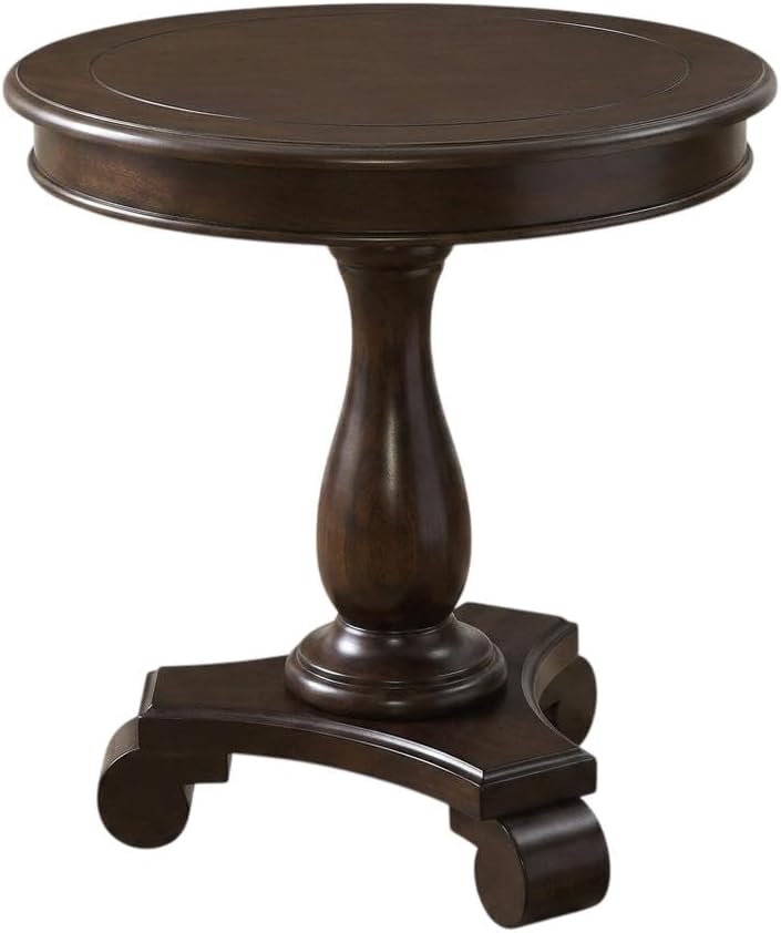 Furnifact Espresso, Pedestal Table, MDF Construction, Pedestal Base, Durable Home Design, Warm Stylish Finish, Quality Build for Home