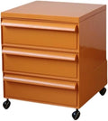 Plastic Movable Storage Cabinet with Drawers 360° Wheel File Cabinet Side Cabinet for Living Room Resting Room Balcony Home Furnishing(Orange,3 Tier)
