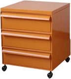 Plastic Movable Storage Cabinet with Drawers 360° Wheel File Cabinet Side Cabinet for Living Room Resting Room Balcony Home Furnishing(Orange,3 Tier)