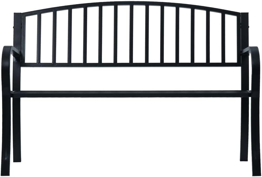 Garden Bench Black Powder-Coated Steel 47.2 in Long Durable,Sturdy Black PowderCoated Steel Garden Bench for Outdoor Comfort Patio Furniture