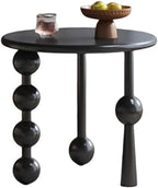 Creative Design Small Coffee Table Wood Round Side Table Retro Style 3-Legged Stable Practical End Table for Living Room Home Lightweight(Black)