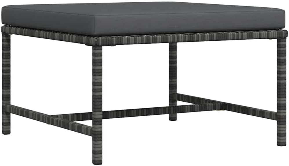 vidaXL Patio Footrest, Coffee Table Outdoor Footstool, Modular Seat with Tea Table, Outdoor Furniture Set for Garden, Rustic, Solid Teak Wood PE Rattan