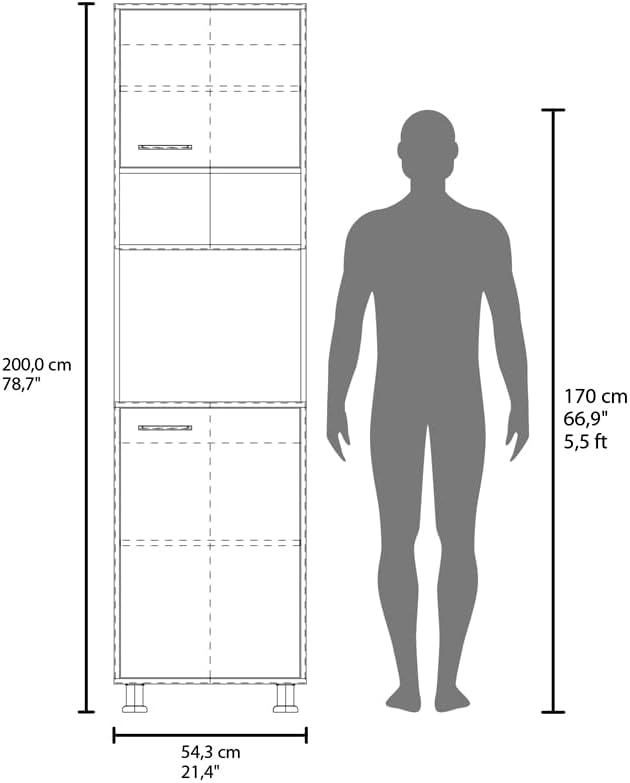 21.4" D*19.7" W*78.7" H Corner Freestanding Kitchen Pantry with 4 Shelves, 2 Single Doors, Rectangular Storage Cabinet, Modern Minimalist, for Living Room, Dining Room, White