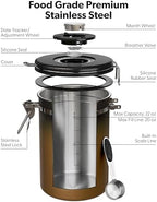 Veken Coffee Canister with Window,Airtight Stainless Steel Kitchen Food Storage Container, Date Tracker & Scoop for Grounds Coffee, Beans, Tea,Flour,Cereal,Sugar,22OZ,Copper (Pack of 2)