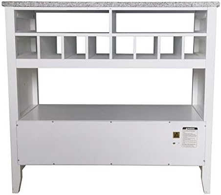 Kings Brand Furniture White With Marble Finish Buffet Display Console Table With Wine Storage
