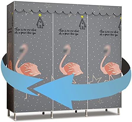 Portable Wardrobe Cloth Wardrobe Bedroom Closet,Open Metal Assemble Wardrobe Simple Curtain Portable Wardrobe Interior Wardrobe Storage,E,172 * 45 * 128cm Portable Cloth Han