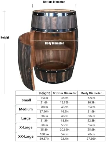 Solid Wood Whiskey Barrel Table, Rustic Wine Barrel Side Table with Shelves, Whiskey Cabinet Home Decor for Home Bar or Living Room(Natural,Large)