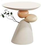 Resin Small Coffee Tables for Living Room Accent End Table Nightstand Bedside Table Snack Tray for Home Lightweight(Beige)