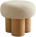 Polay Ottoman Pouf Seat Mushroom Stool Foot Rest with Plush Cushion, Wooden Barrel PVC Pipe Foot Stool for Sofa, Cute Ottoman Chair for Kids, Walnut Finish,A3
