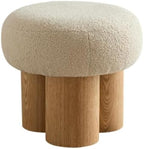 Polay Ottoman Pouf Seat Mushroom Stool Foot Rest with Plush Cushion, Wooden Barrel PVC Pipe Foot Stool for Sofa, Cute Ottoman Chair for Kids, Walnut Finish,A3