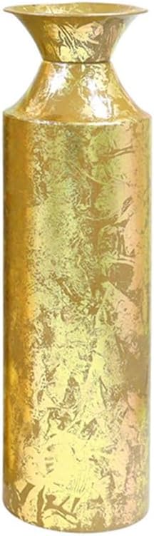 Hosley 16" High Gold Metal Decorative Tall Floor Vase - Metallic Centerpiece Vases for Floral Arrangements Home Decoration - Flower Bucket Vases for Gift, Spa, Reiki Meditation Settings O5 - Set of 1