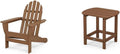 Polywood Adirondack Chair & 18" Side Table Bundle, Teak Finish Recycled Plastic Lumber