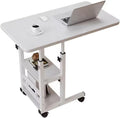 Height Adjustable c Table with Wheels, Small Overbed Tables, End Table with Storage Shelves, Sofa Desk Hospital Laptop Stand Drawing Desk Mobile Couch Snack Side Desks with Tiltable Drawing Board