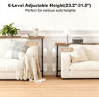 Faesun 70.9 Inch Behind Couch Table, 24"-32" Adjustable Height Range, Behind The Couch Table with Outlet, Adjustable Console Table, Narrow Long Sofa Table, for Living Room, Rustic Brown