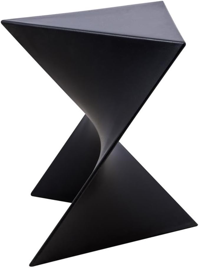 BOWERY HILL Contemporary Plastic Triangle End Table, Black Finish, 17 in H x 15.75 in W x 15.5 in D, Stackable Lightweight Design, Durable Versatile Stool or Side Table for Living Room or Bedroom