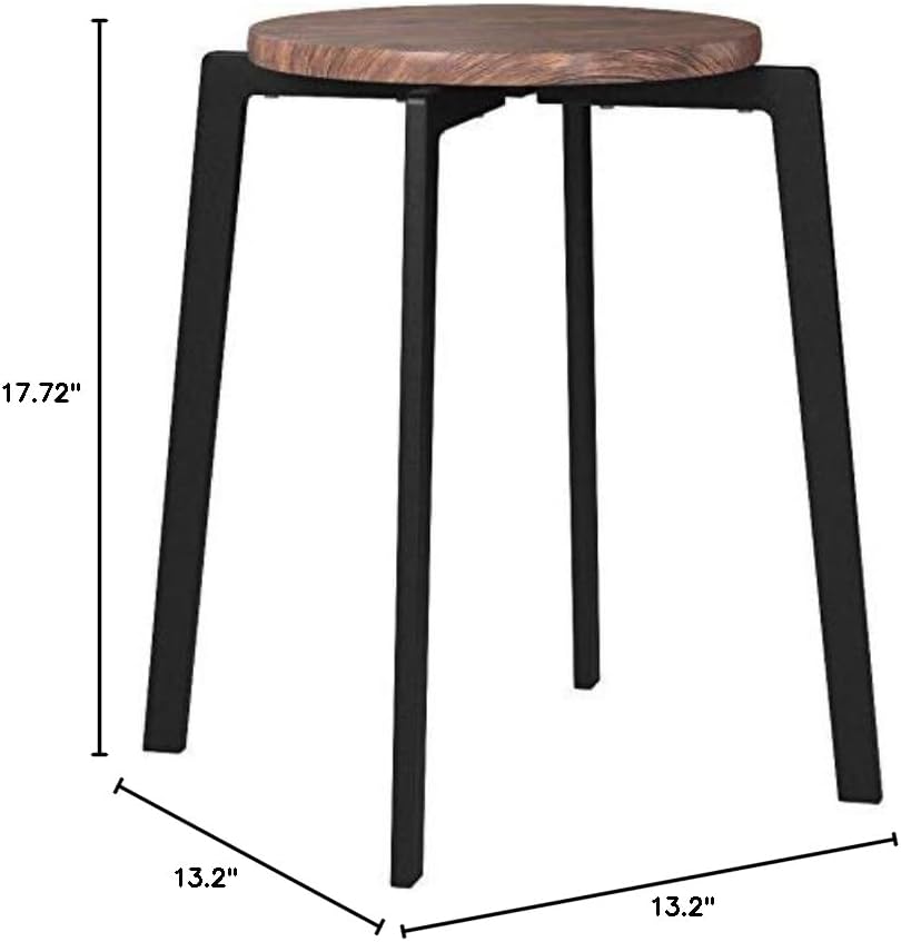 Yamazen FASS-3345ABR/SBK*2 Stacking Stool, Width 13.2 x Depth 13.2 x Height 17.7 inches (33.5 x 33.5 x 45 cm), Round, Antique Style, Finished Product, Antique Brown/Black, Set of 2