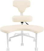 Ergonomic Cross Legged Chair with 360° Swivel Seat, Office Chair with Adjustable Footstool, Meditation Kneeling Chair for Office, Yoga, Home, 286.6 lbs Capacity, Height Adjustable (Beige)