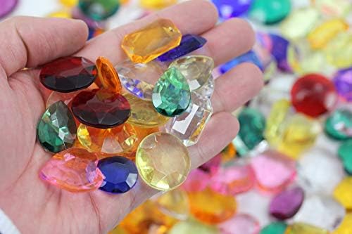 Allstarco 25x18mm Red CH17 Octagon Acrylic Pirate Treasure Gems Plastic Jewels For Party & Games, Table Scatter, Vase Fillers, Wedding Decor Gemstones Favors - 40 Pieces