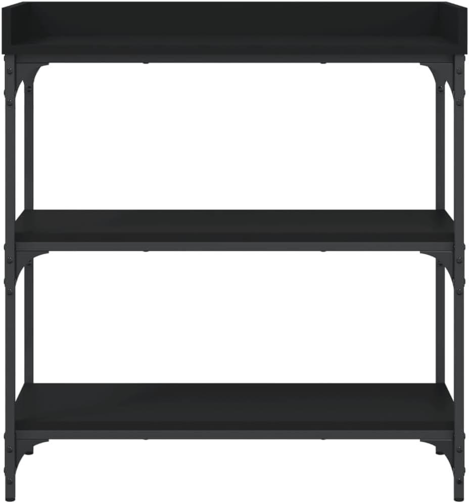 Console Table Black Engineered Wood with Metal Frame 29.5 x 11.8 x 31.5 in, Minimalist Accent Table for Living Room or Foyer, Durable Side Tables with Adjustable Feet and Spacious Storage