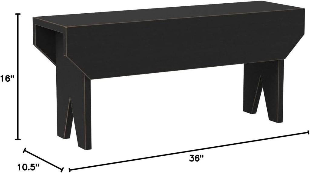 Sawdust City Wooden Bench 3ft Long (Old Black)